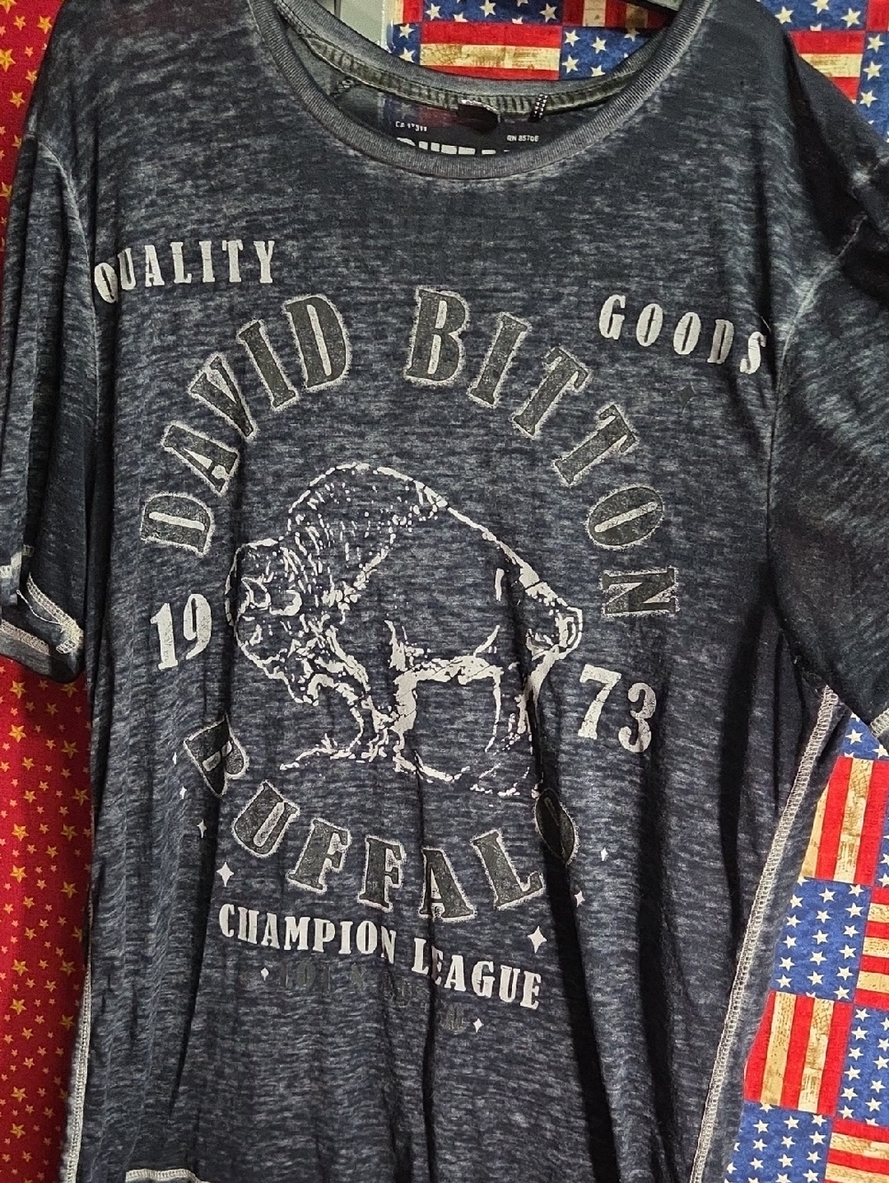 Buffalo David Bitton Navy Vintage Graphic Long Sleeve Tee